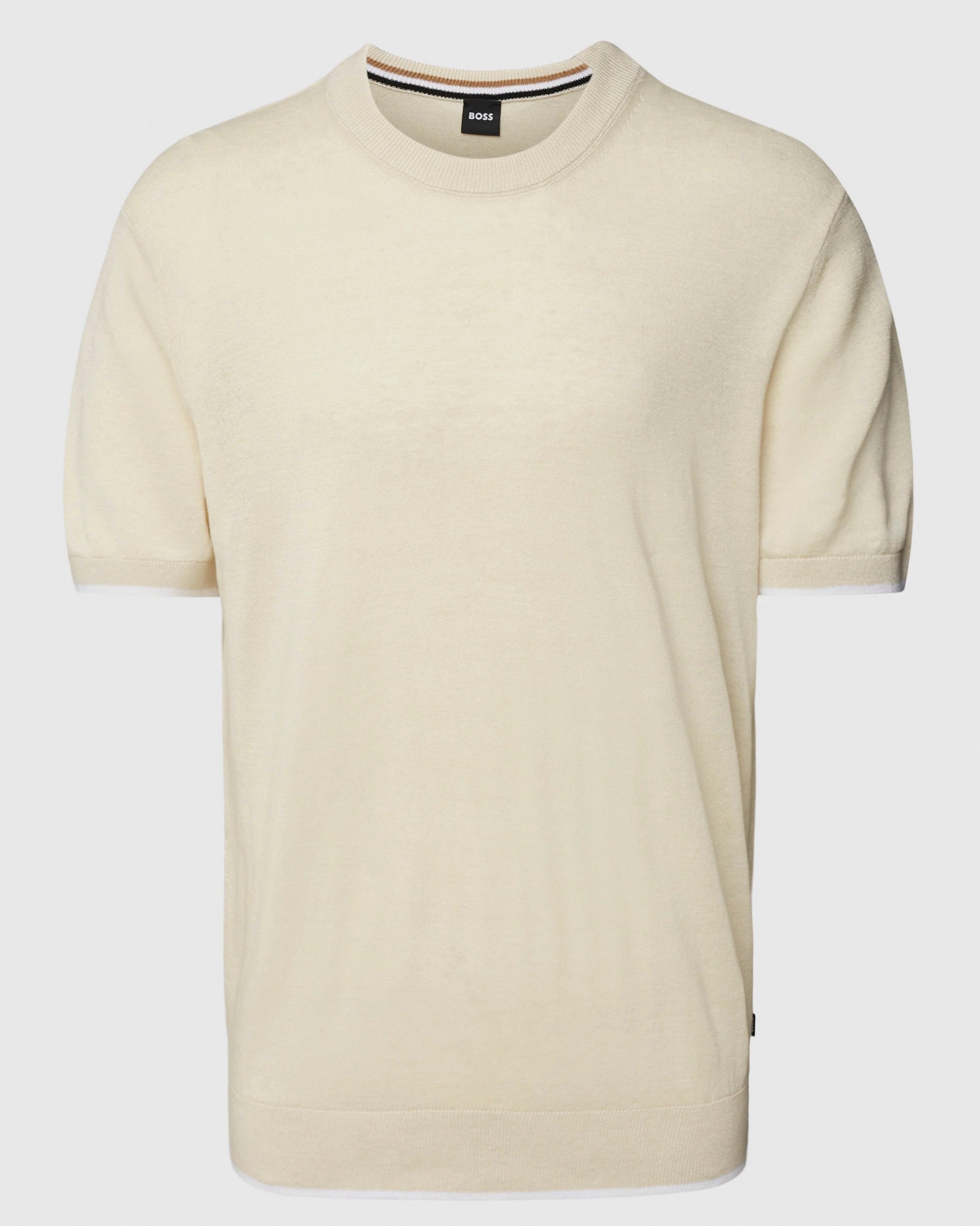 BOSS - GIACCO Open White Linen Blend Knitted T-Shirt 50486728 131