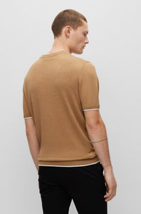 BOSS - GIACCO Medium Beige Linen Blend Knitted T-Shirt 50486728 260