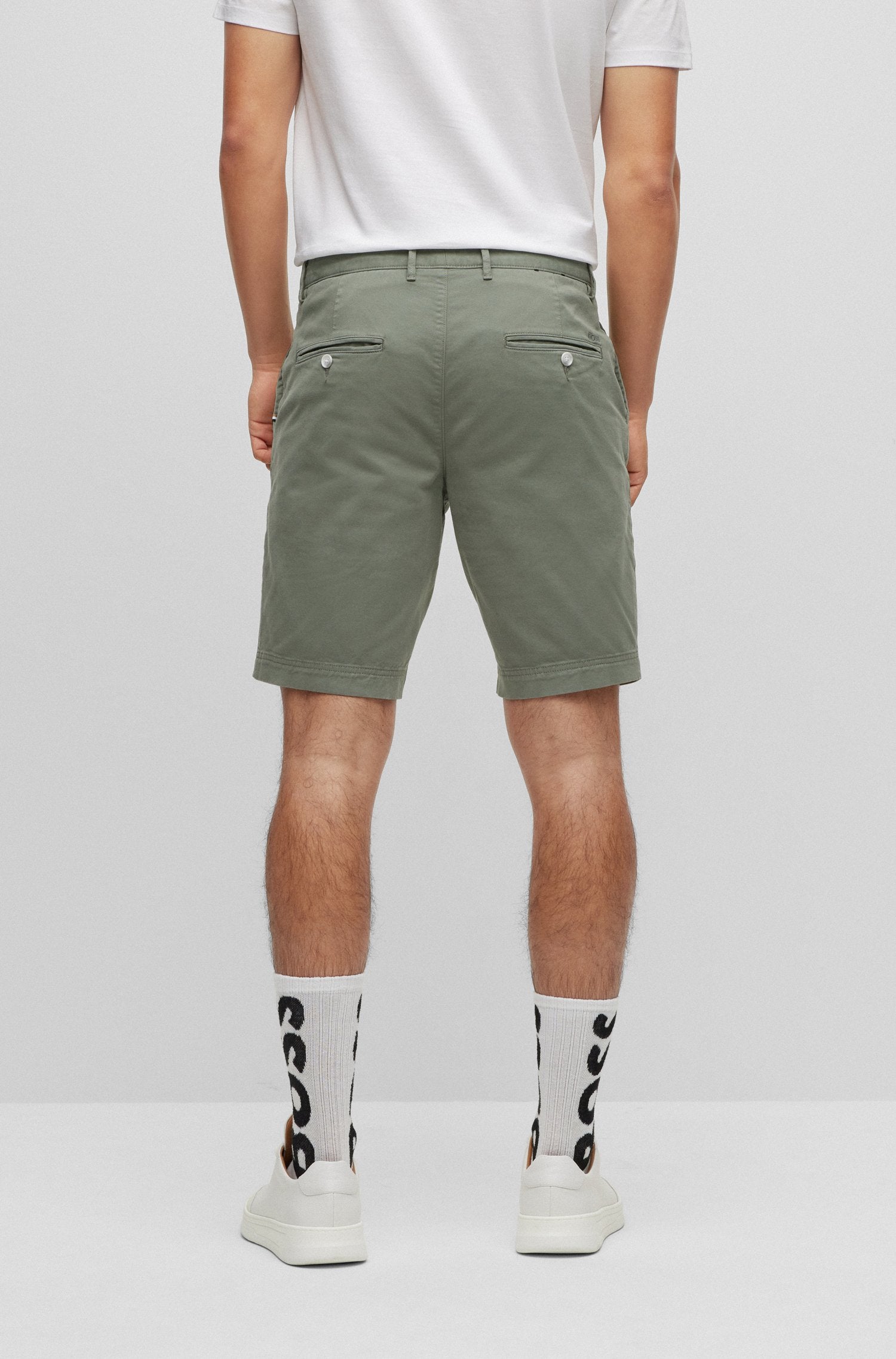 BOSS - SLICE-SHORT Open Green Slim Fit Shorts In Stretch Cotton 50487993 343