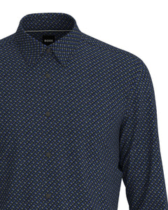 BOSS - ROGER_F Dark Blue SLIM FIT SHIRT In Printed Cotton Voile 50488041 404