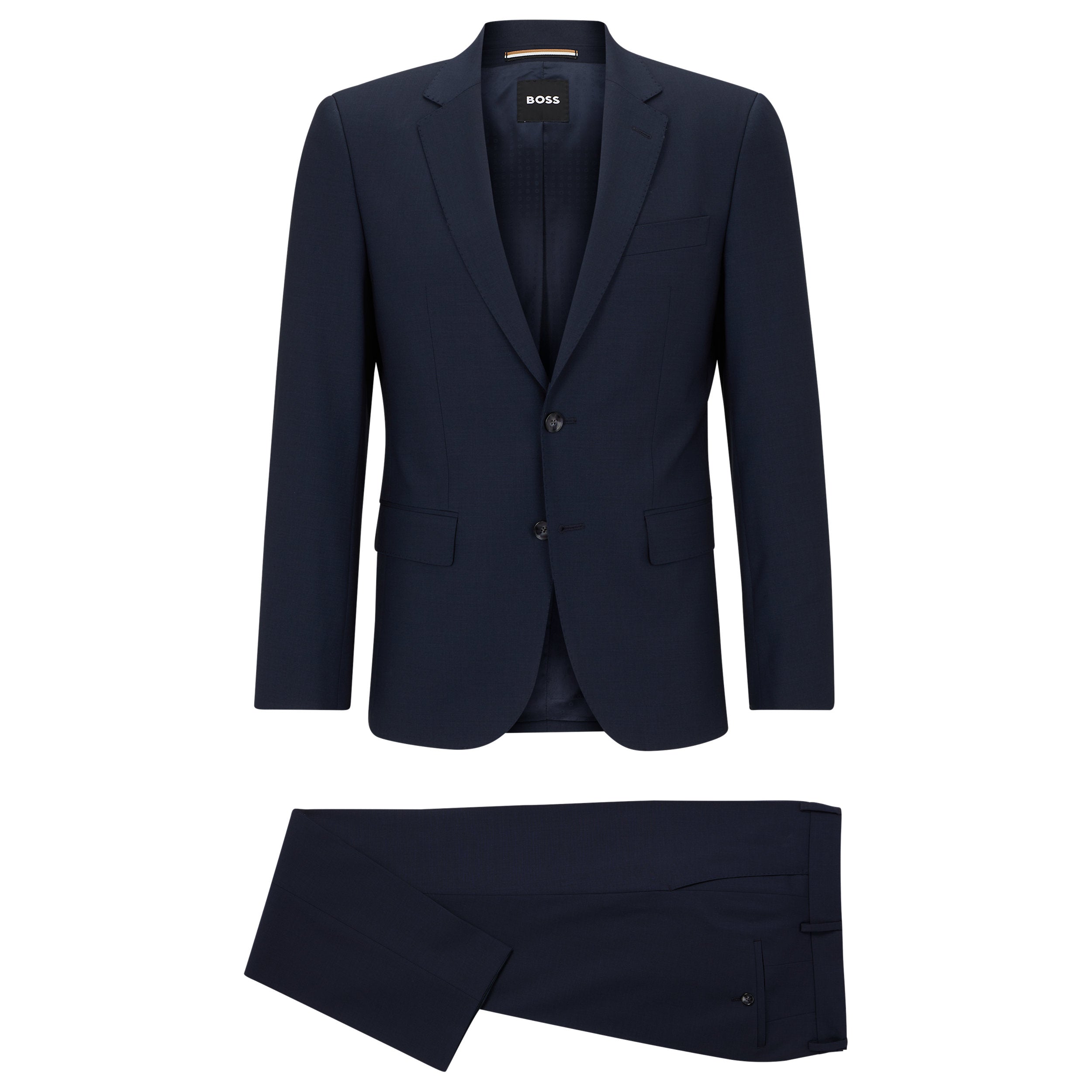 BOSS - Slim-Fit Suit In Stretch Virgin Wool in Dark Open Blue 50493667 480
