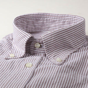 STENSTROMS - Brown Striped Casual Slimline Shirt 7752618288572