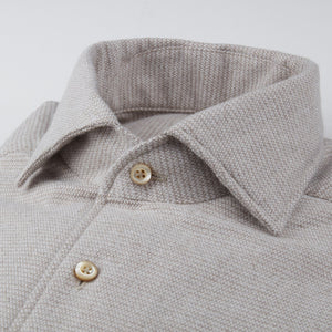STENSTROMS - Beige Slimline Textured Flannel Shirt 7129018420220
