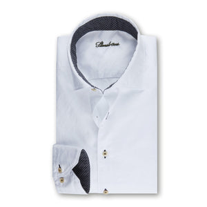 STENSTROMS - Casual White SLIMLINE Shirt With Contrast Details 7747211959100