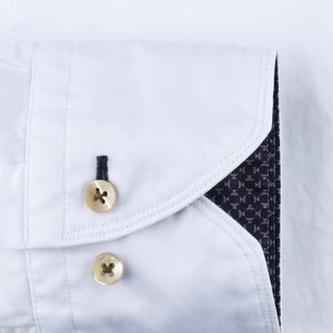 STENSTROMS - Casual White SLIMLINE Shirt With Contrast Details 7747211959100
