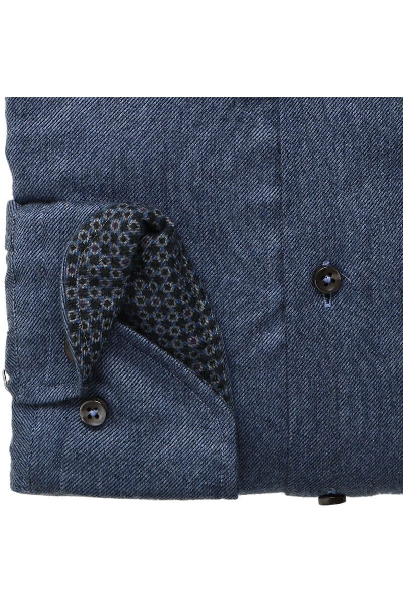 STENSTROMS - Blue Luxury Flannel SLIMLINE Casual Shirt with Contrast Trim 7843718435160