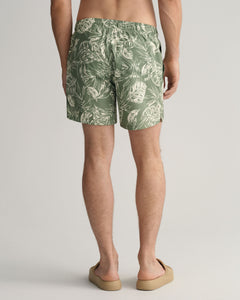 GANT - Classic Fit Tropical Leaves Print Swim Shorts In Kalamata Green 922316004 362