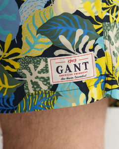 GANT - Classic Fit Tropical Print Swim Shorts In Marine 922316012 410