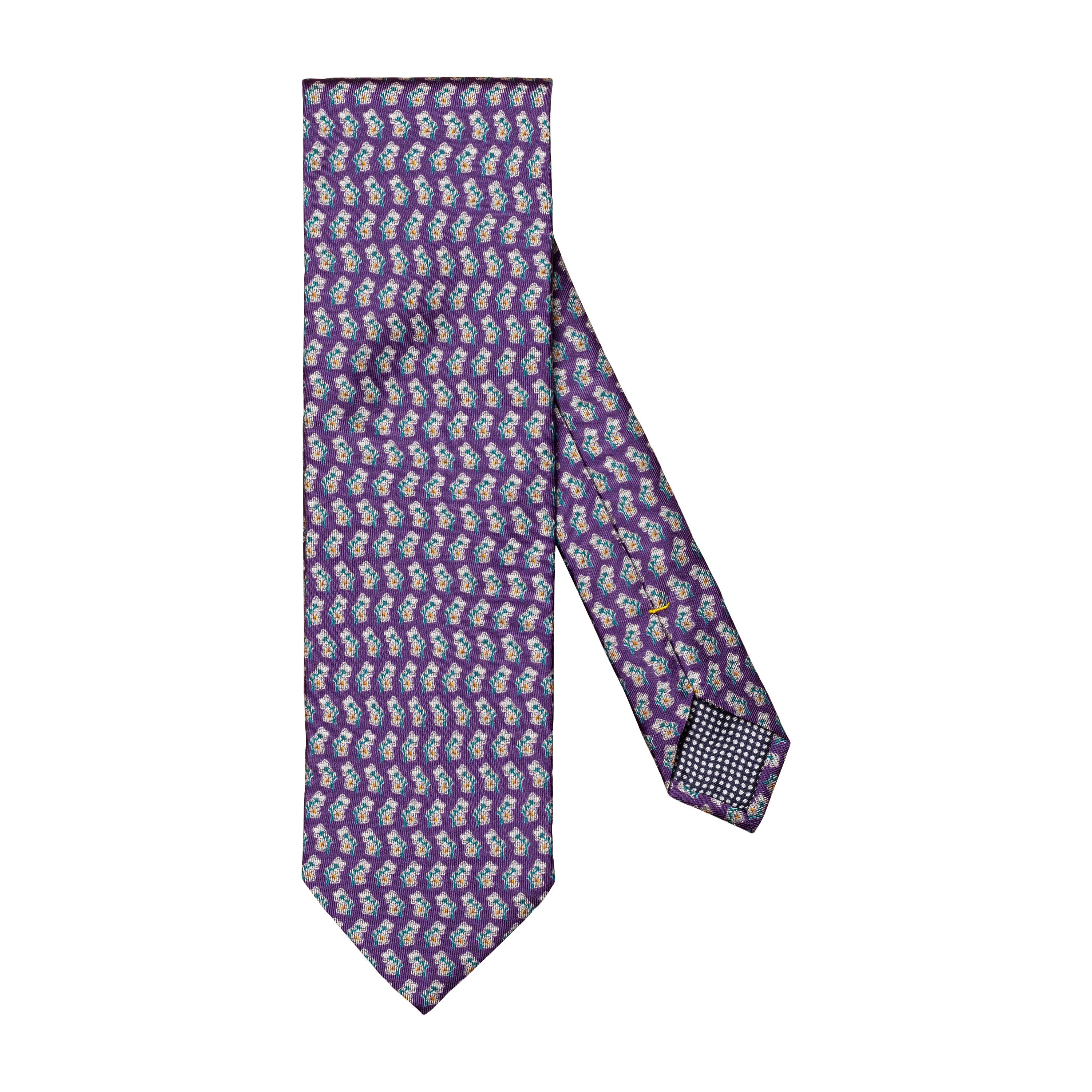 ETON - Purple Floral Print Silk Tie A0003310479