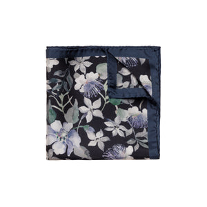 ETON - Navy Blue Floral Silk Pocket Square A0003365429