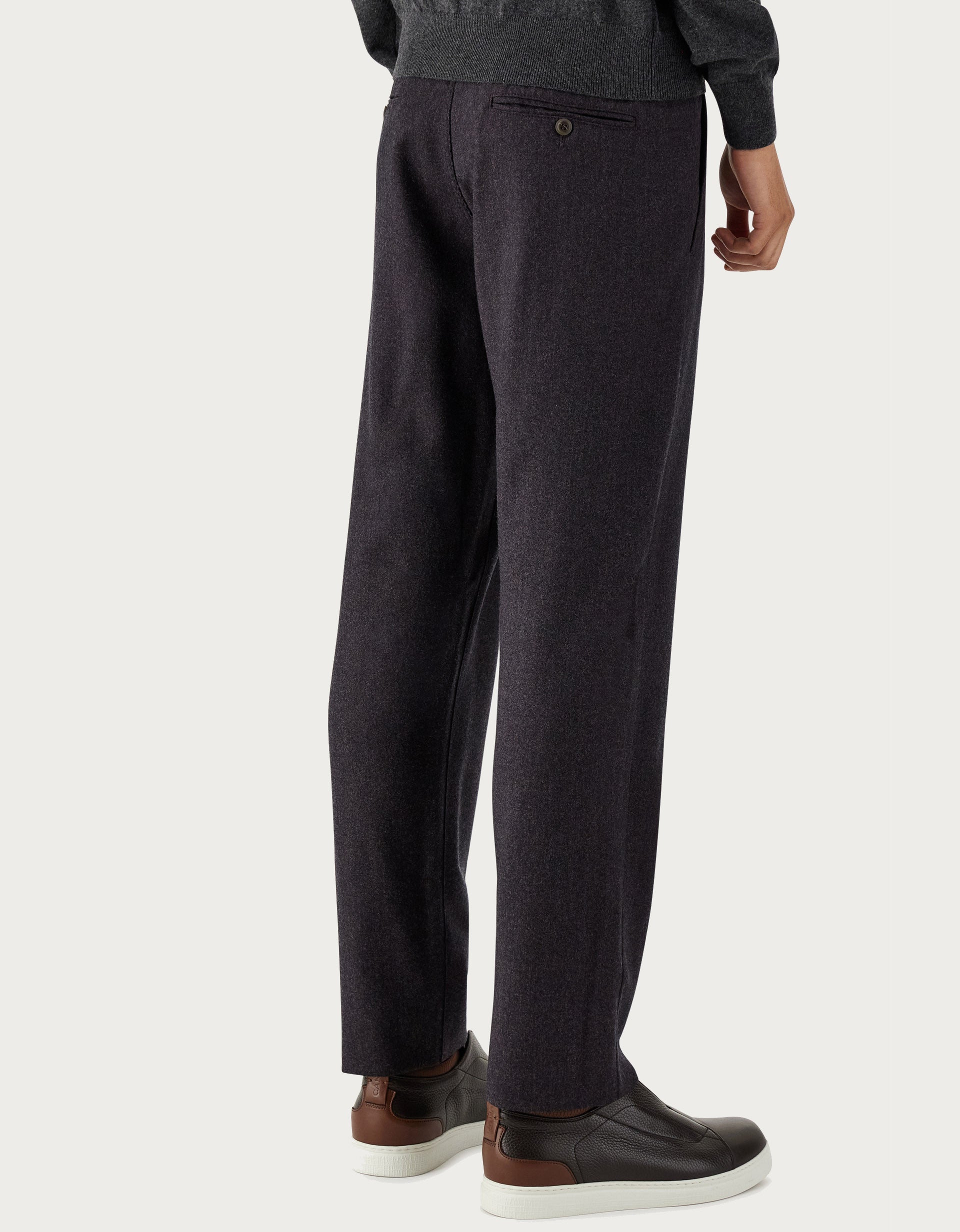 CANALI - Burgundy Impeccable Wool Smart Casual Trousers V1019-AR03472-901