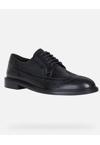 GEOX - ARTENOVA Black Tumbled Leather Brogues With Waterproof Leather Outsole U15BFB00046C9999