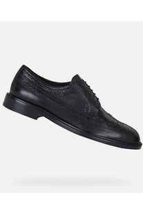 GEOX - ARTENOVA Black Tumbled Leather Brogues With Waterproof Leather Outsole U15BFB00046C9999