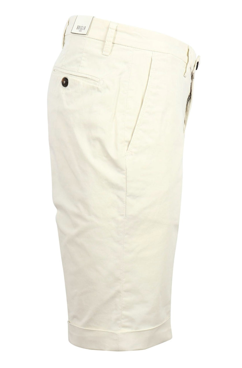 BRIGLIA 1949 - White Stretch Cotton Slim Fit Shorts BG108 323127 120
