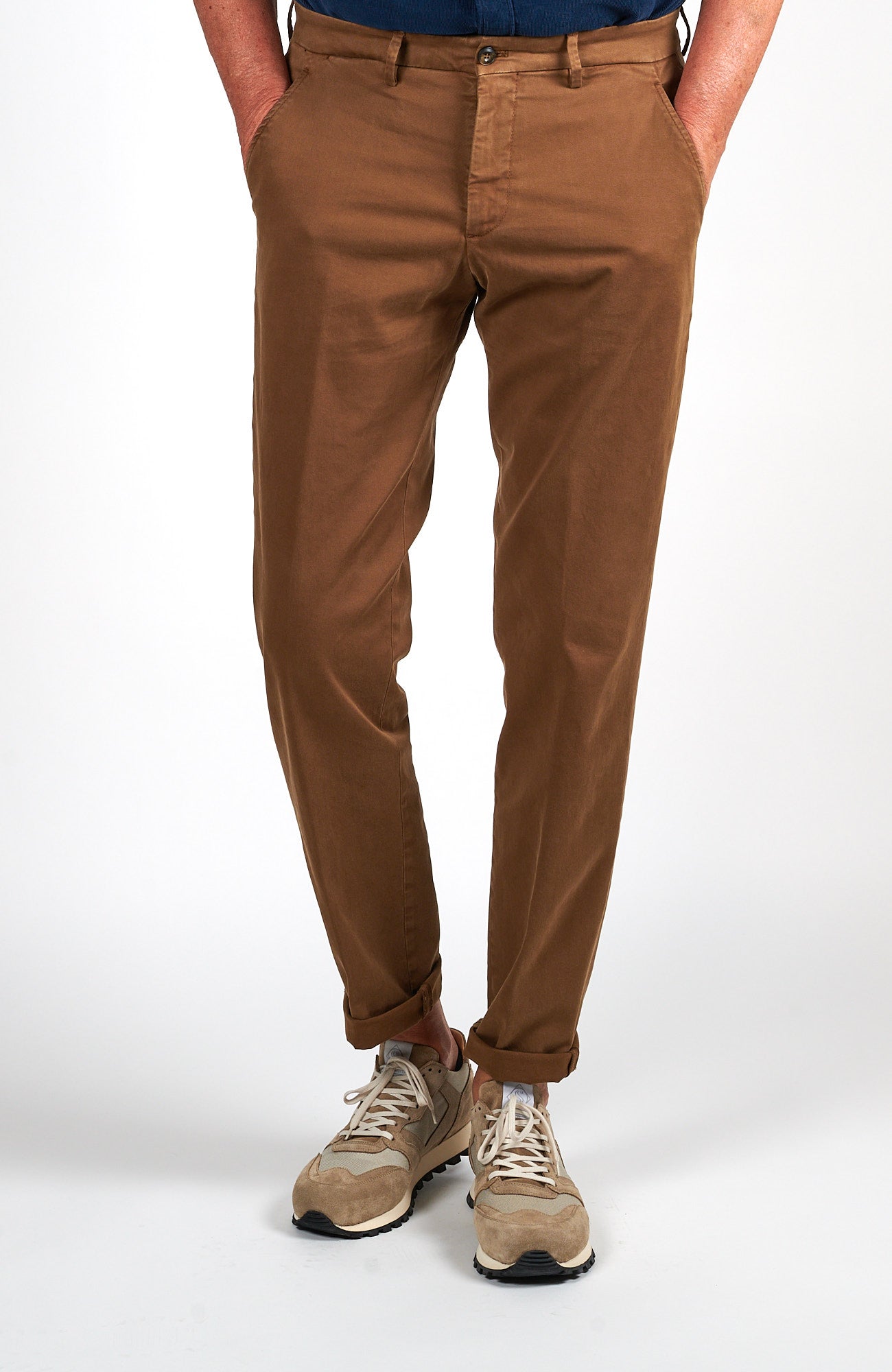 BRIGLIA 1949 - Tobacco Coloured Slim Leg Stretch Cotton Chinos BG62 322519 576