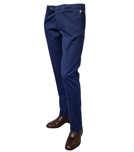 CANALI - Navy Blue Cotton Stretch Chinos 91633-PT00452-305