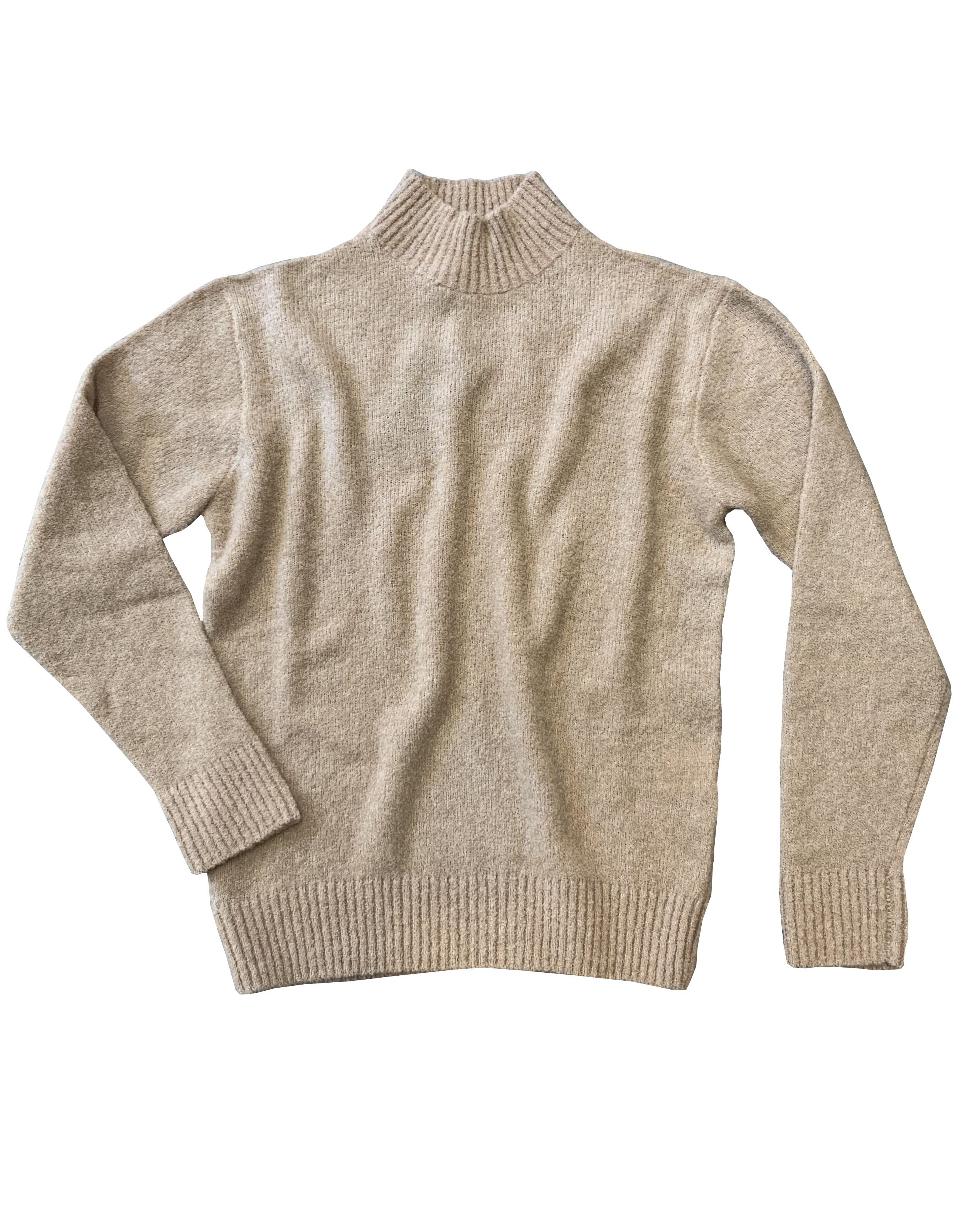 CIRCOLO 1901 - Dark Beige Turtle Neck Sweater in Wool Blend 'Boucle' Fabric CN3329