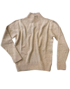 CIRCOLO 1901 - Dark Beige Turtle Neck Sweater in Wool Blend 'Boucle' Fabric CN3329