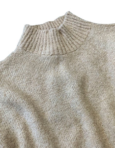 CIRCOLO 1901 - Dark Beige Turtle Neck Sweater in Wool Blend 'Boucle' Fabric CN3329