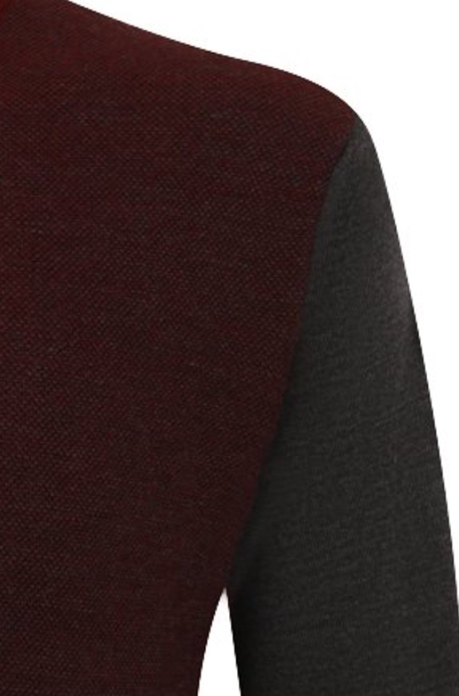 CANALI - Textured Dark Red Turtle Neck Knitwear With Contrast Charcoal Panels C0002.K01662.190