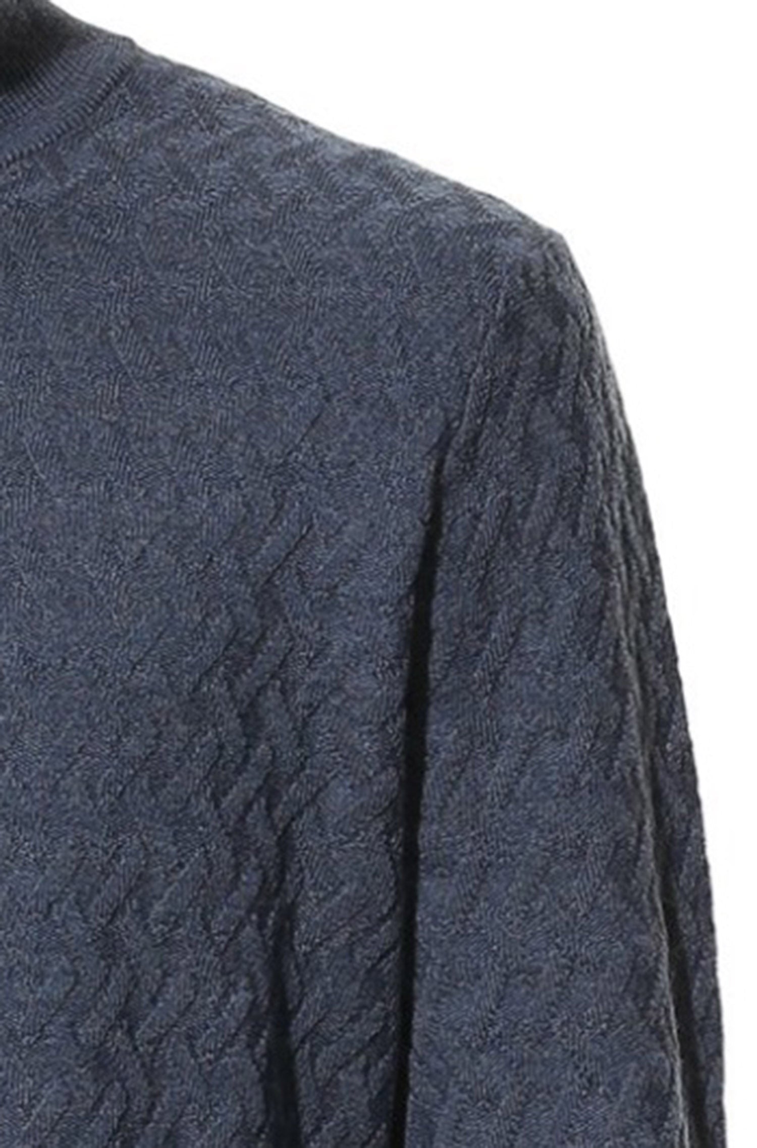 CANALI - Mid Blue Roll Neck Wool Knitwear with Geometric Knit Pattern C0020.K01670.430
