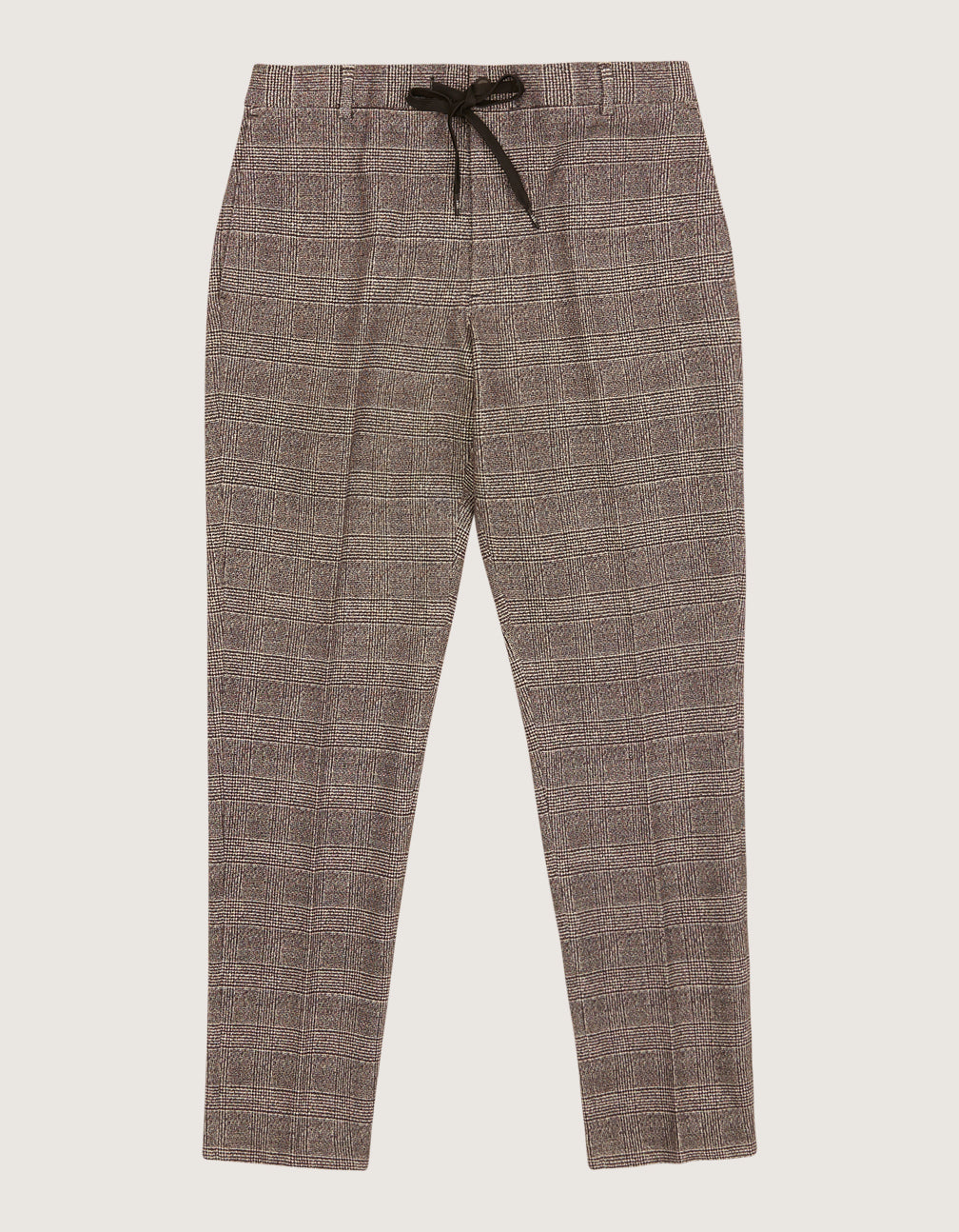 CIRCOLO 1901 - Fondente Brown Checked Stretch Cotton Jogging Trouser CN3254