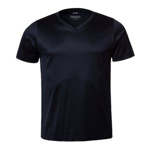 ETON - Dark Blue V_NECK Filo di Scozia T-Shirt - 10000357028