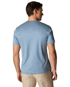 ETON - Blue SLIM FIT Striped Filo di Scozia T-Shirt