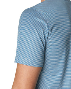ETON - Blue SLIM FIT Striped Filo di Scozia T-Shirt