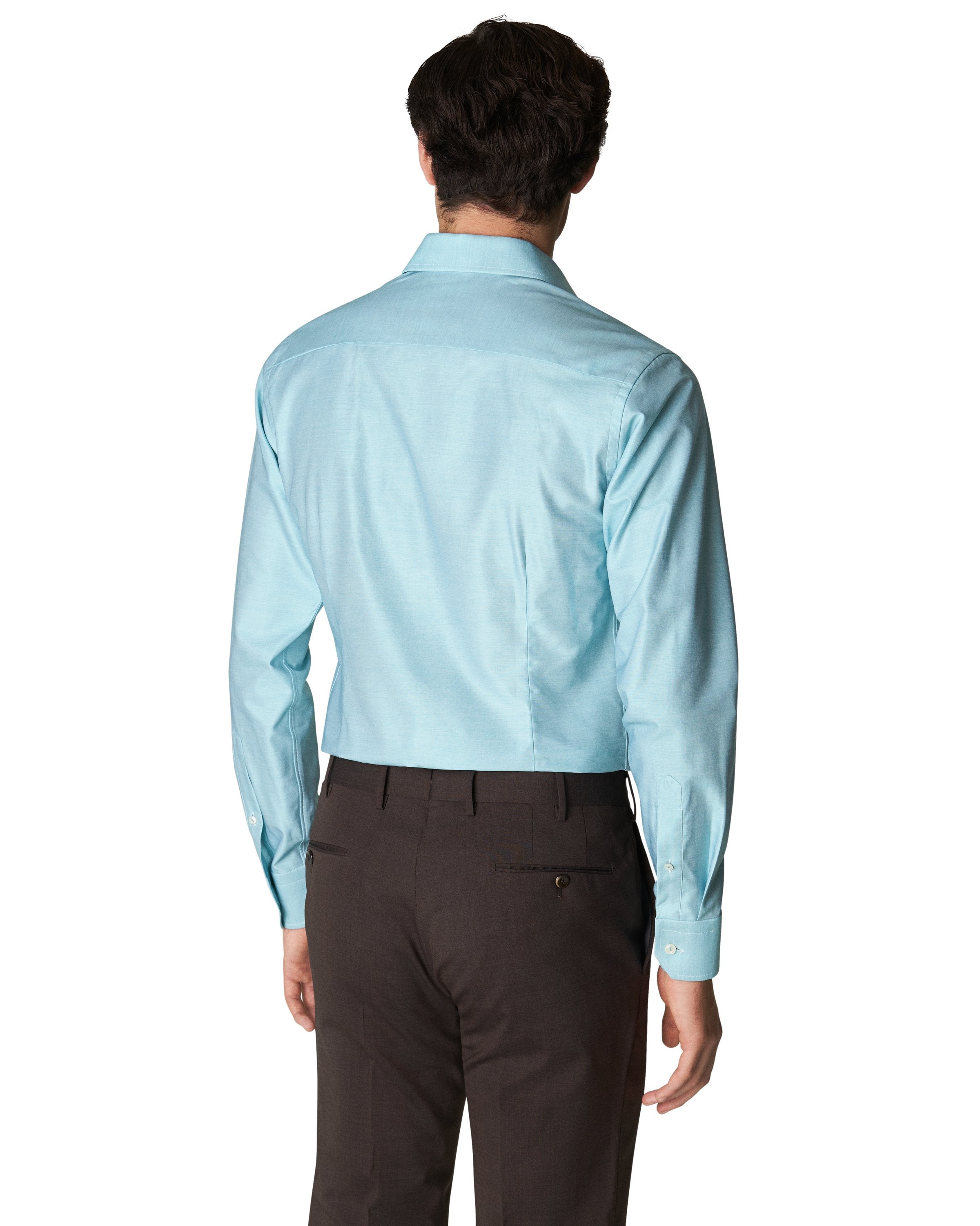 ETON - Green Signature SLIM FIT Twill Shirt With Floral Passpoal Detail