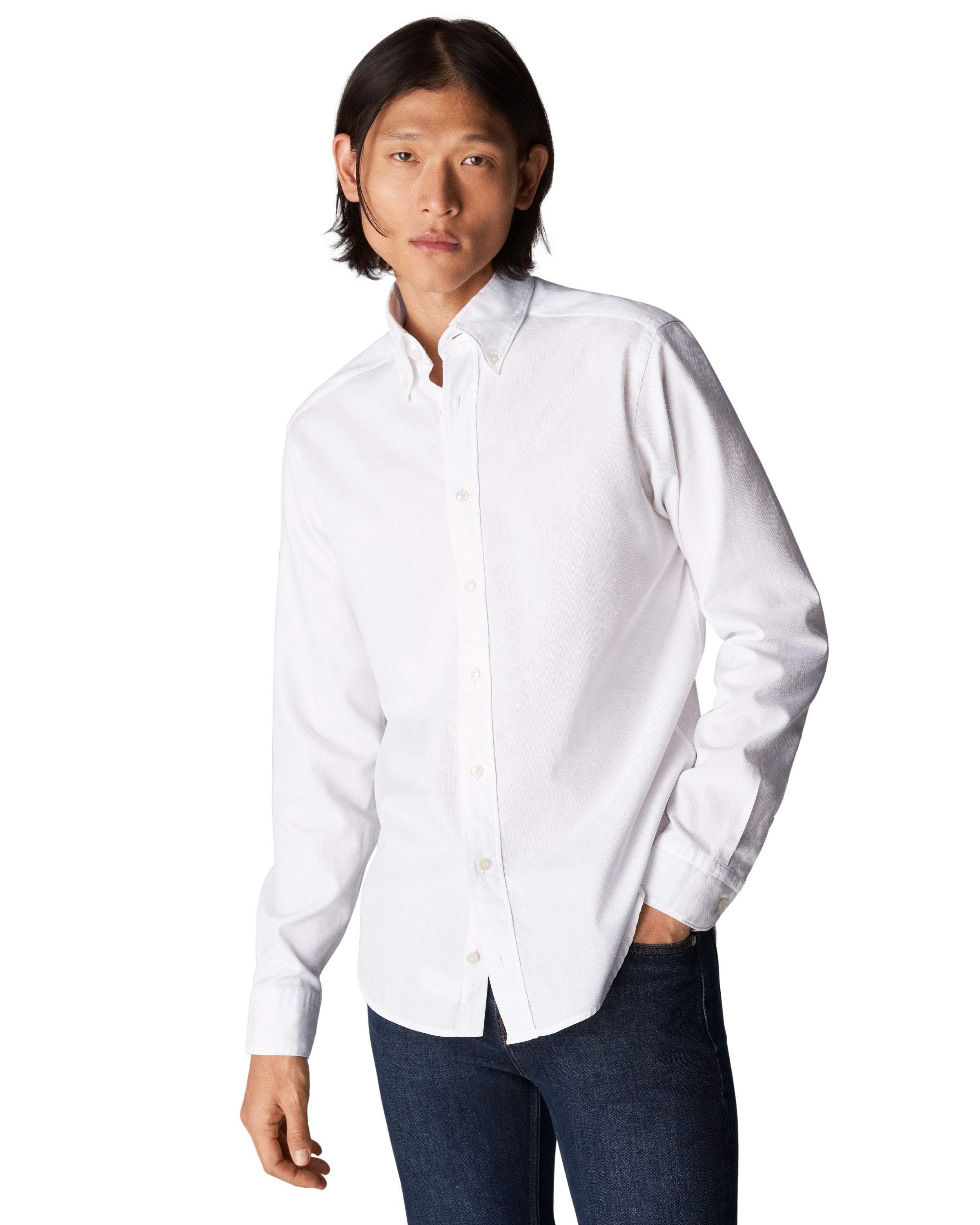 ETON - White CONTEMPORARY FIT Royal Oxford Shirt With Button Down Collar 93755939601