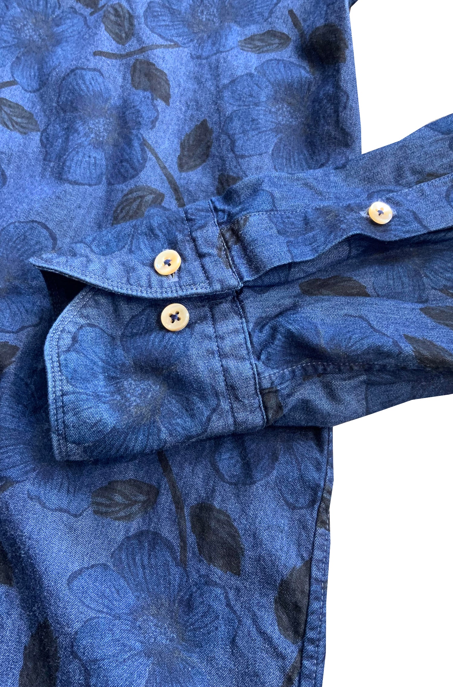 STENSTROMS - SLIMLINE Dark Blue Casual Floral Patterned Shirt 7747218497811