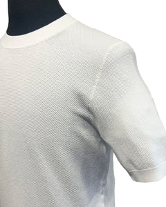 CIRCOLO 1901 - CN3988 Pallino Textured Knitted Round Neck T-Shirt in White