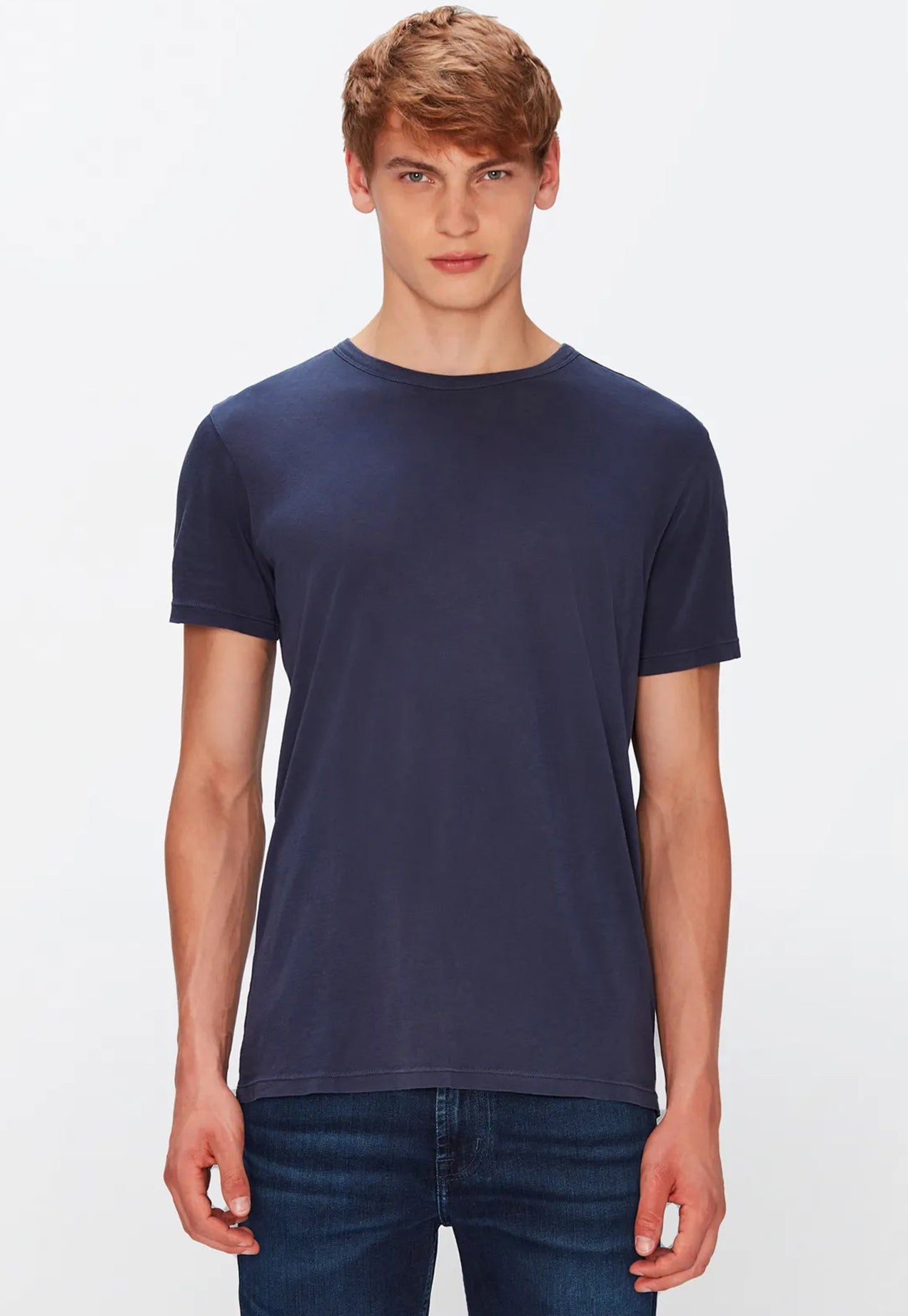 7 FOR ALL MANKIND - Featherweight Cotton T-shirt in Navy Blue JSLM6140BN