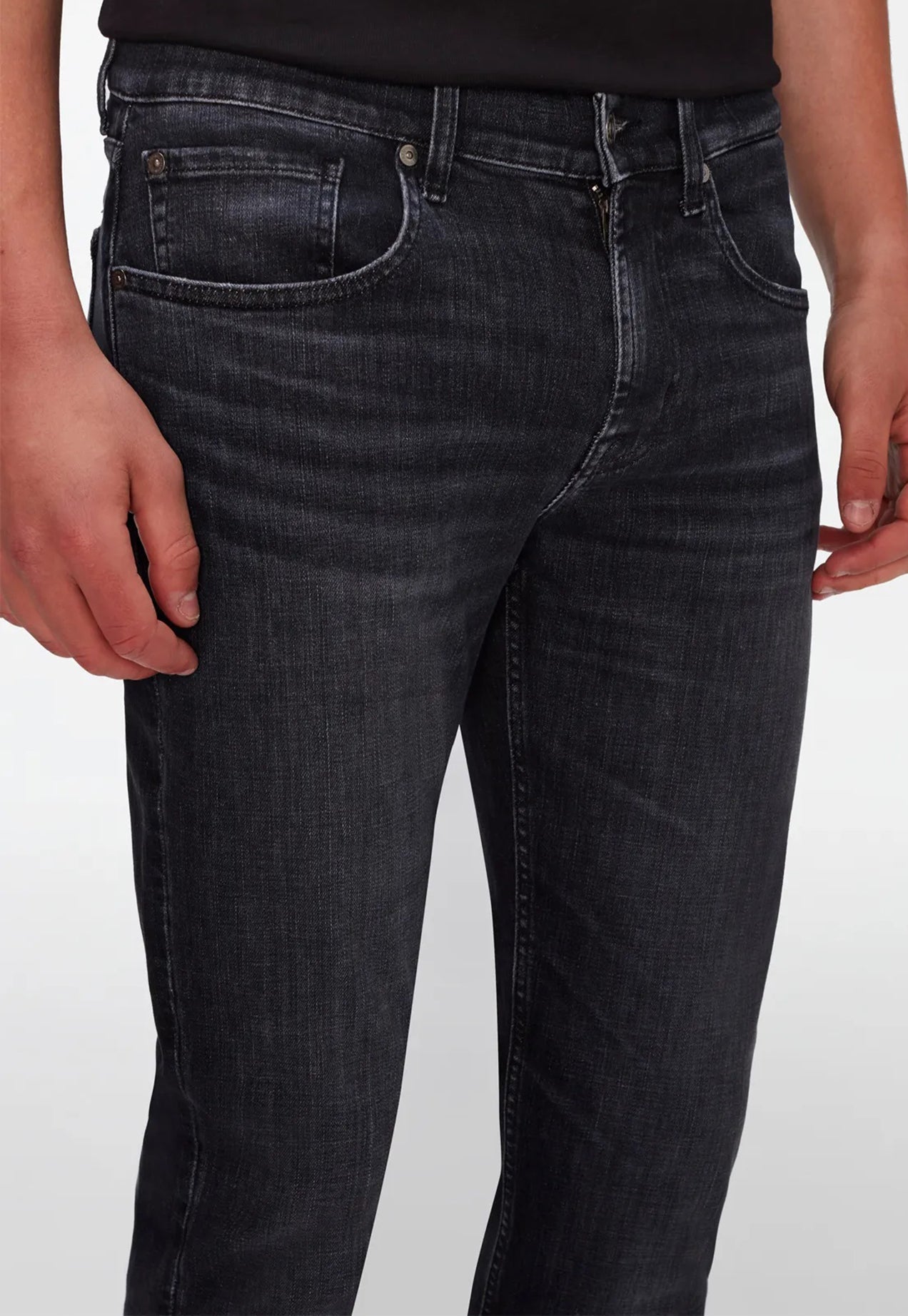 7 FOR ALL MANKIND - SLIMMY TAPERED Stretch Tek Ranger Black Wash Jeans JSMXC340TR