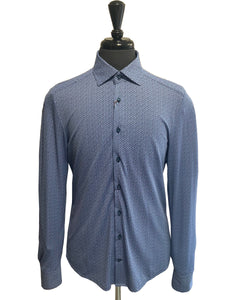 STENSTROMS - Dark Blue Patterned Jersey Shirt 8400008550181