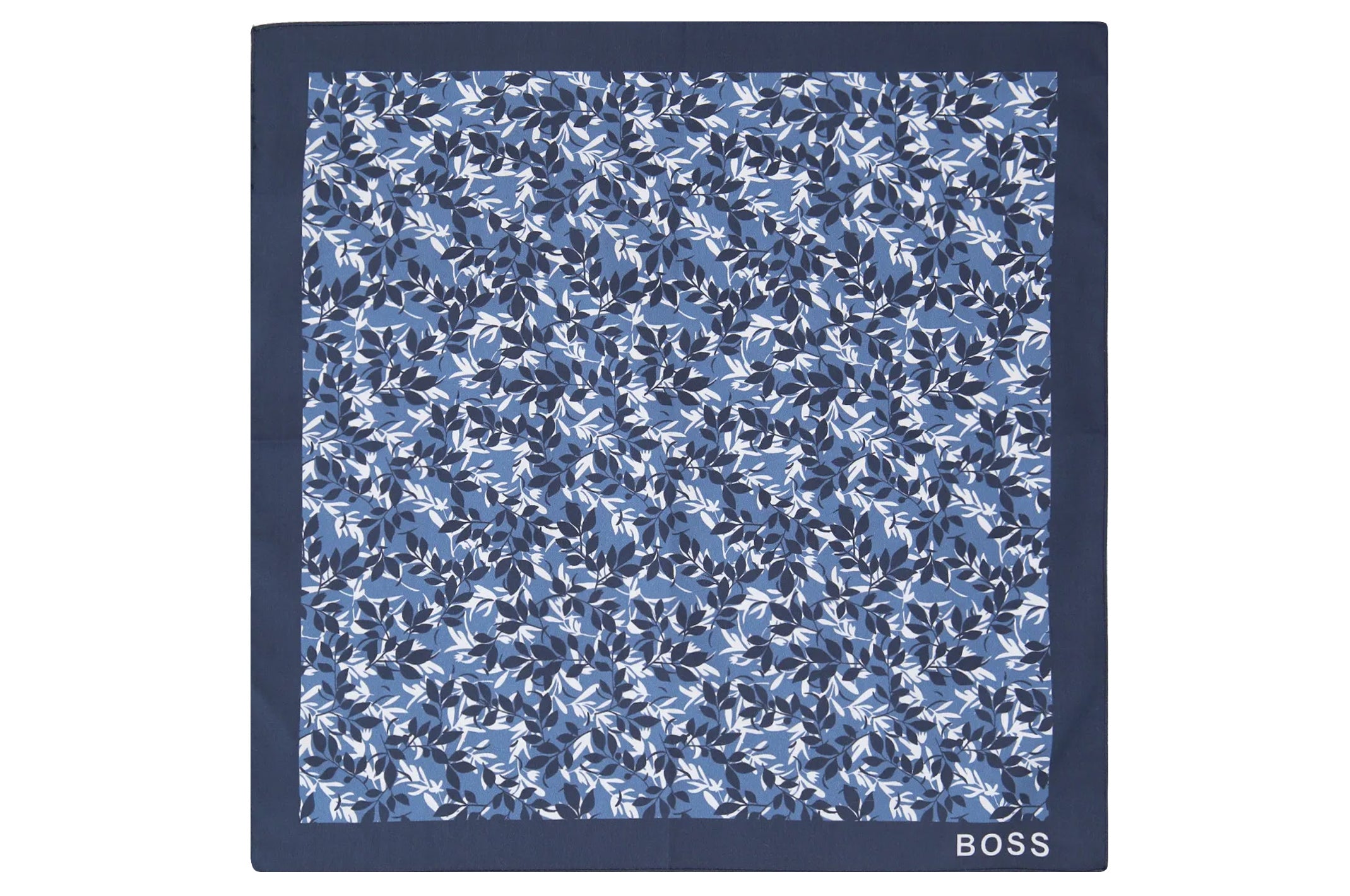 Hugo Boss - POCKET SQUARE in Blue Leaf Print Cotton 50449829