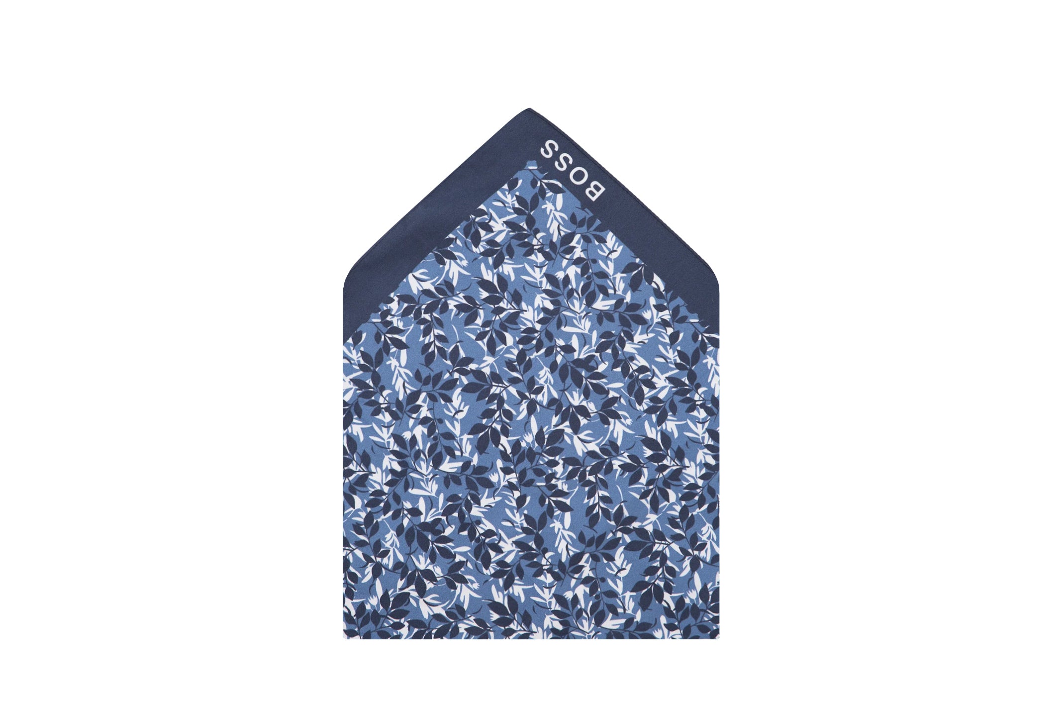 Hugo Boss - POCKET SQUARE in Blue Leaf Print Cotton 50449829