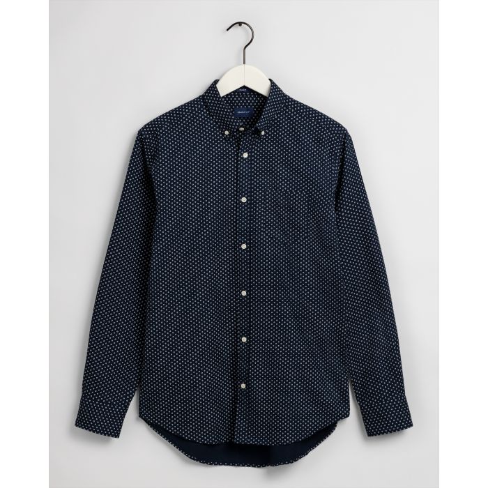 GANT - Marine Blue Geometric Floral Print Regular Fit Shirt 3009570