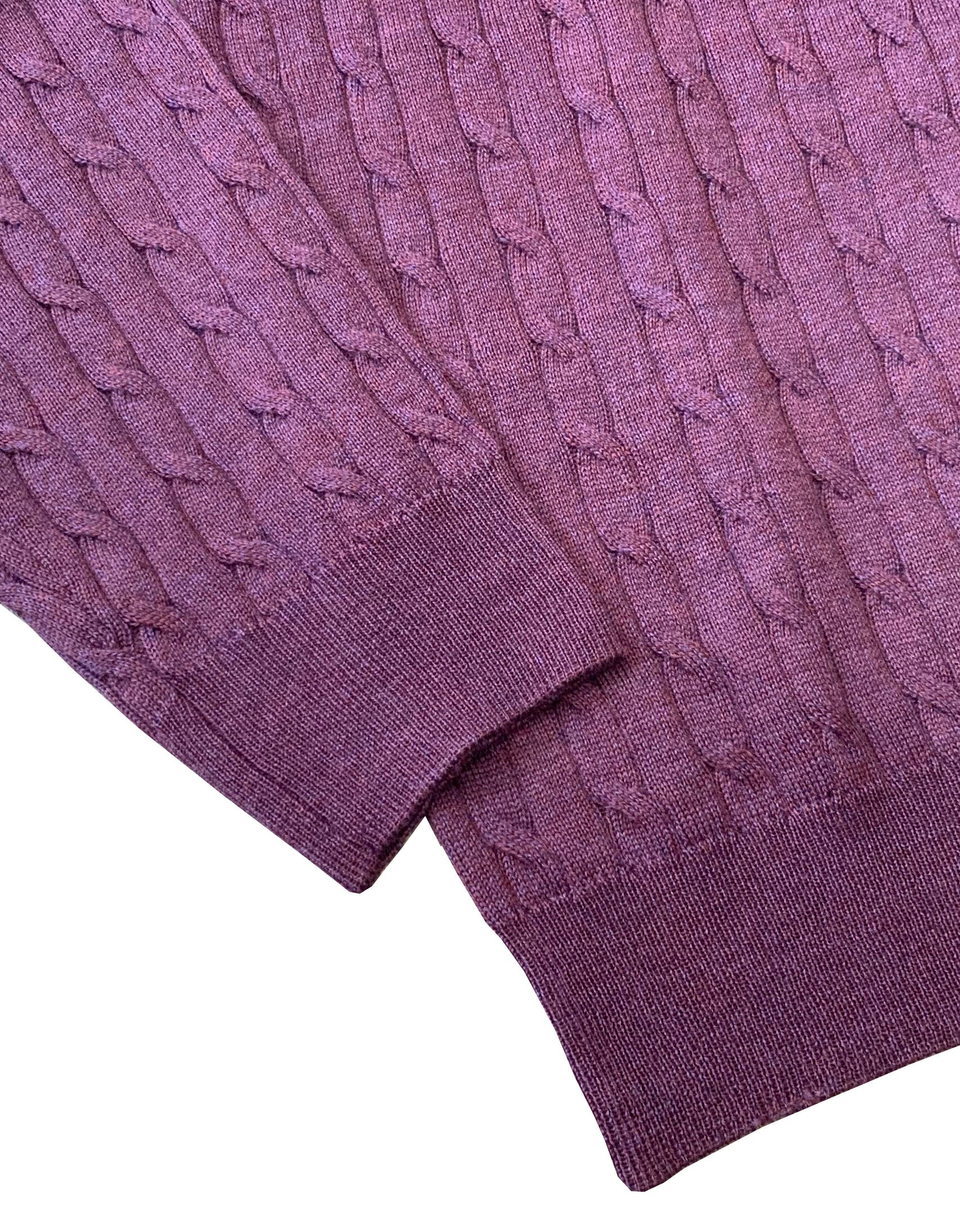STENSTROMS - Purple Merino Cable Knit Crew Neck Sweater 4222851355650