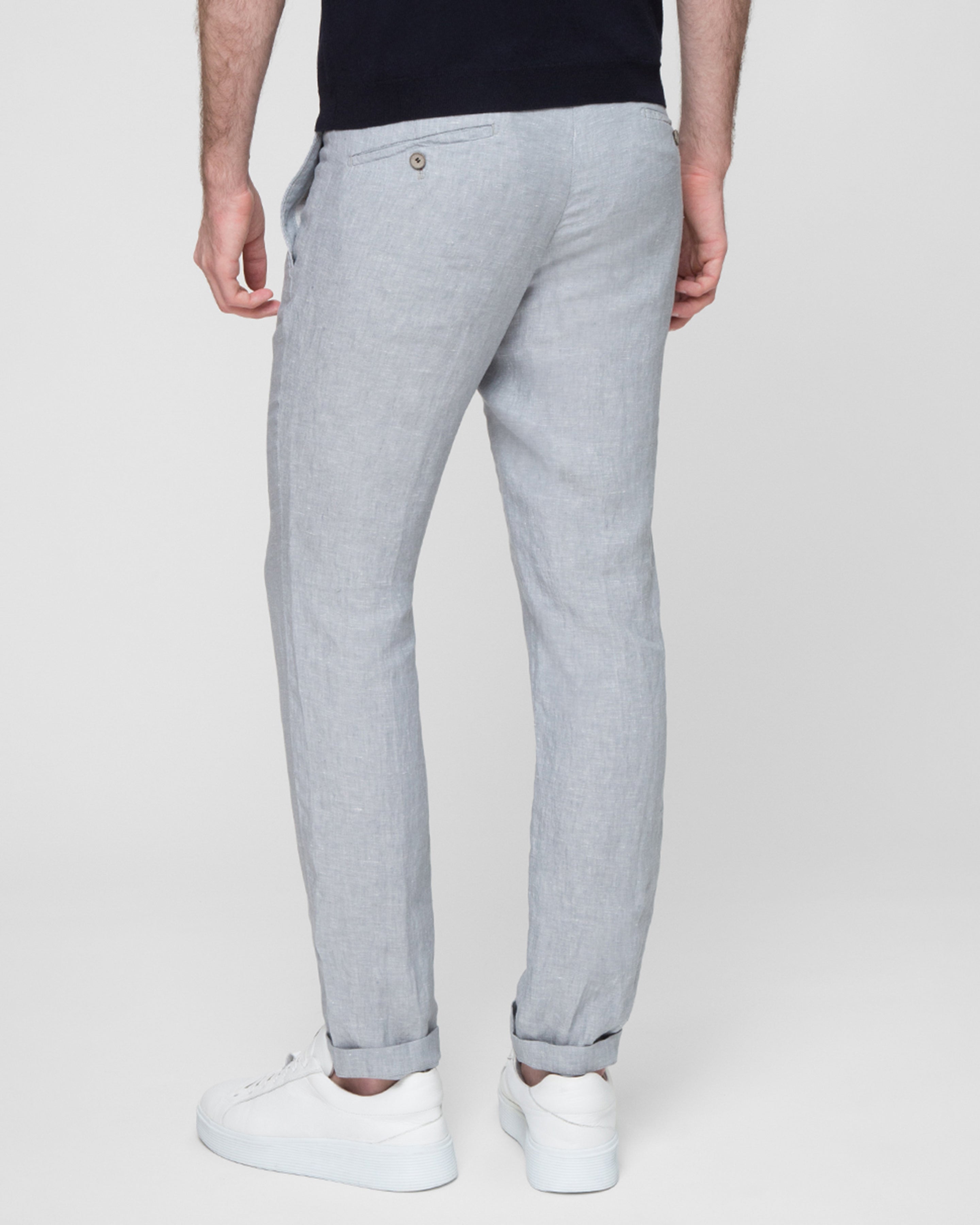 HILTL - TARENT Slim Straight Linen Trousers In Light Grey