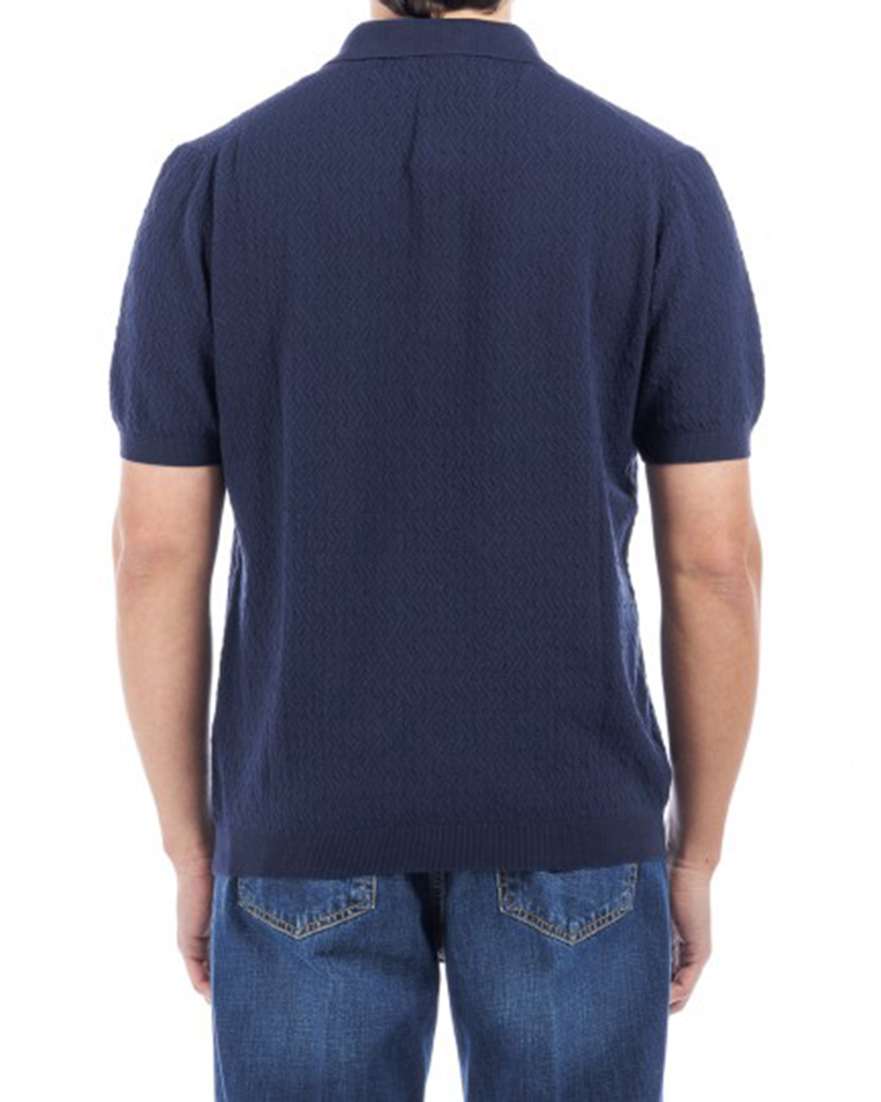 CIRCOLO 1901 - CN3991 Patterned Knitted Polo Shirt in Indigo Dark Blue