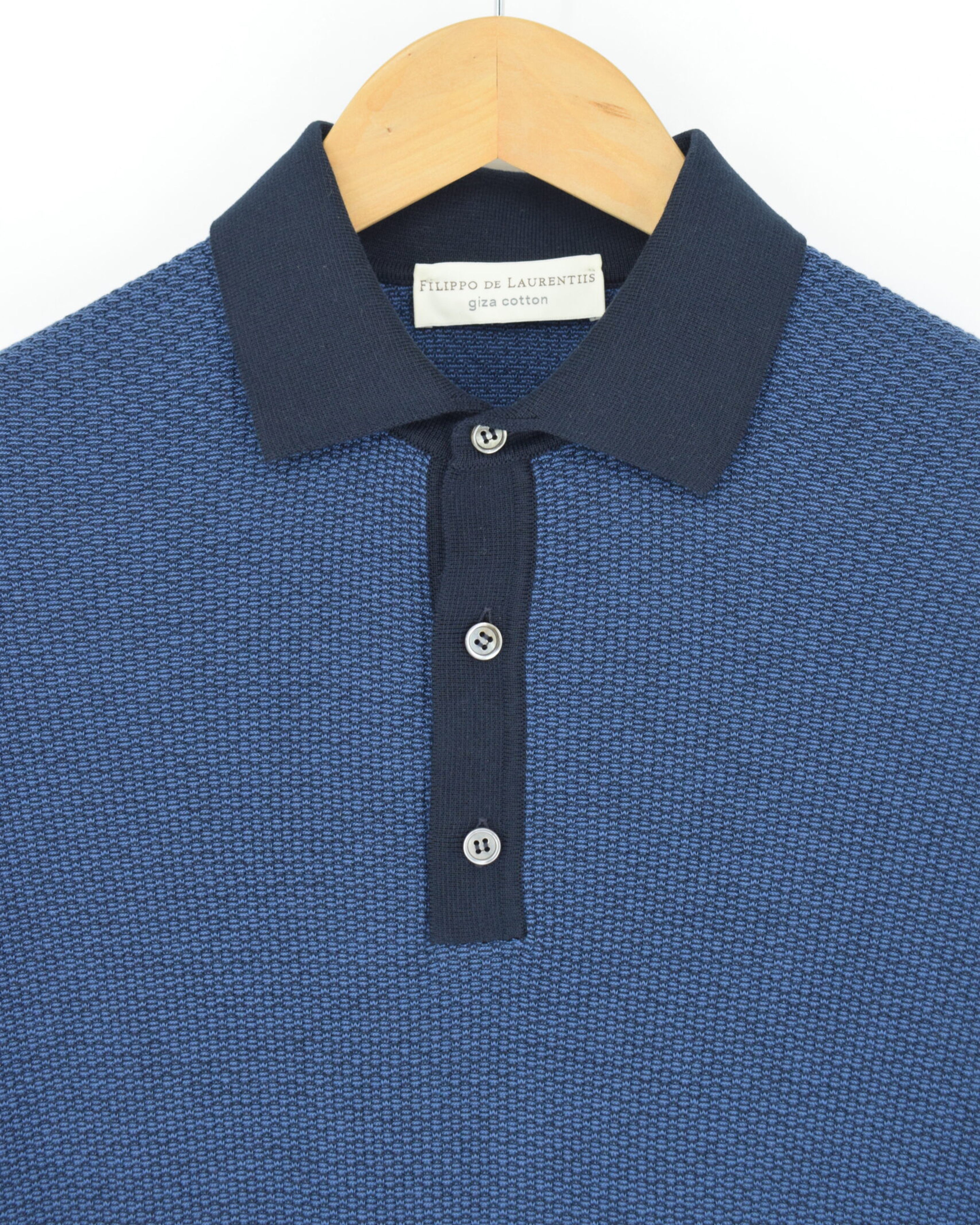 FILIPPO DE LAURENTIIS - Navy Giza Cotton Polo Shirt